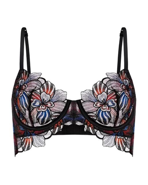 Zhilyova Black Floral Embroidered Bra