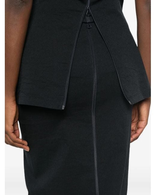 Issey Miyake Black High-Waisted Zip-Back Midi Skirt