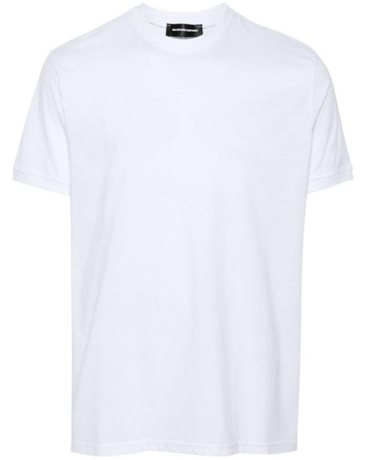 Salvatore Santoro White Logo-embroidered Cotton T-shirt for men