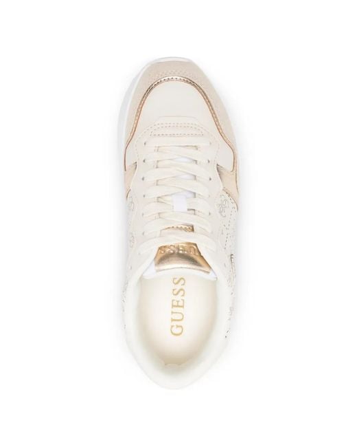 Guess White Baskets À Logos