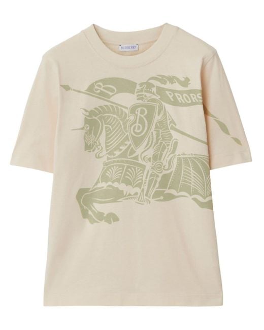 T-shirt à motif Equestrian Knight Burberry en coloris Natural