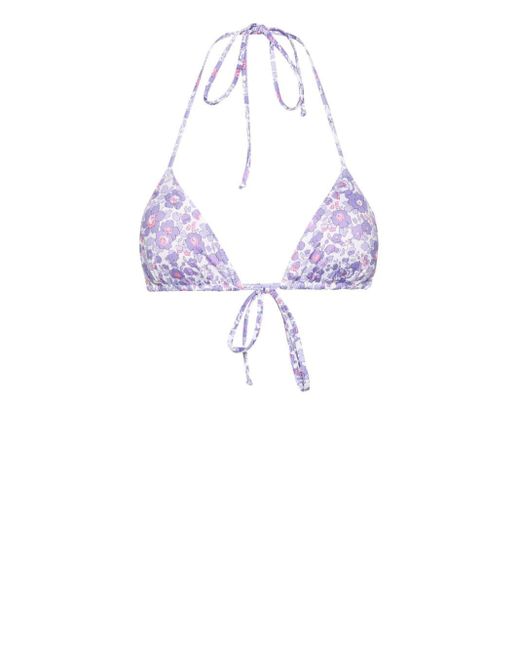 Mc2 Saint Barth Purple Leah Virgo Floral-print Bikini Top