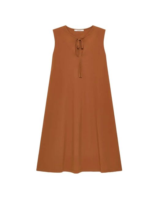 Maliparmi Brown Robe Sans Manches À Ouverture Goutte D'Eau