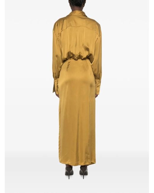 ANDAMANE Metallic Paloma Long-Sleeve Maxi Dress