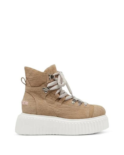 Agl Attilio Giusti Leombruni Natural Textured Lace-Up Boots