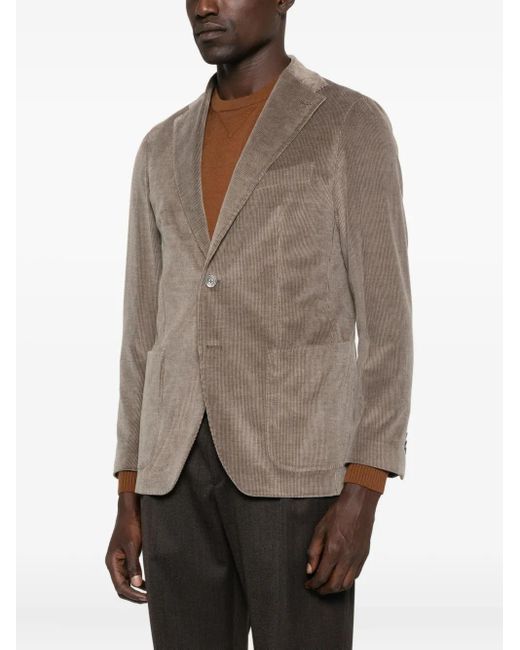 Tagliatore Brown Corduroy Patch-Pocket Blazer for men