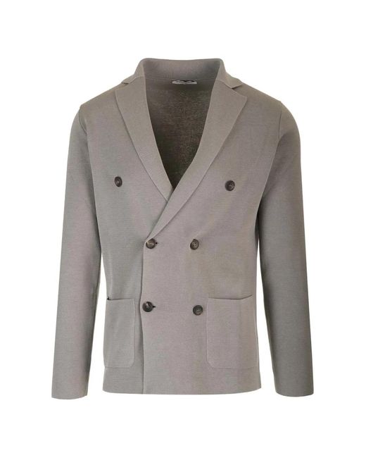 Al Duca D'aosta Gray Cardigan En Maille À Boutonnière Croisée for men