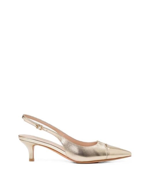Twinset Natural Metallic-Effect Logo-Plaque Pumps