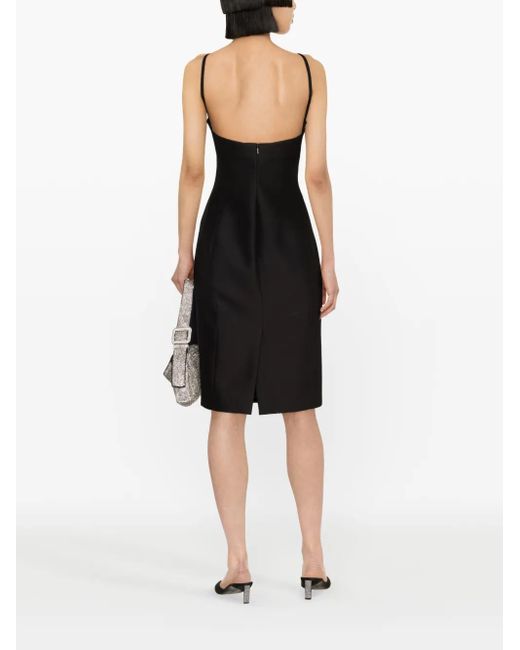 Robe Mi-Longue En Satin À Dos Nu Versace en coloris Black