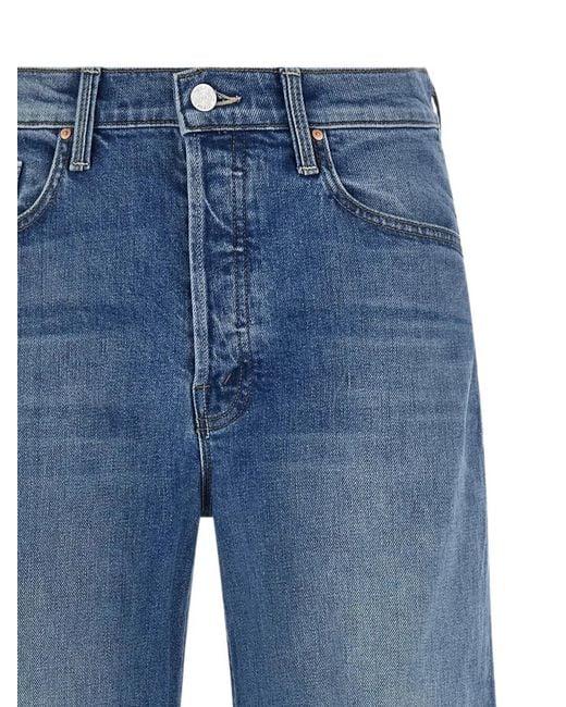 Mother Blue The Tomcat Roller Sneak Wide-Leg Jeans