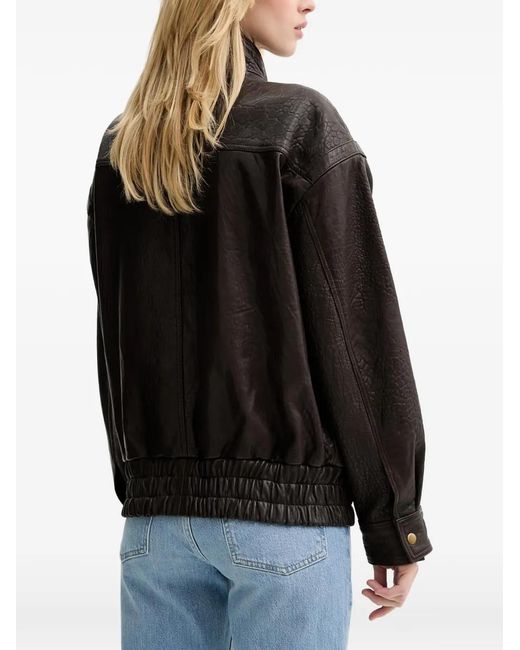 Bardot Black Double-Breasted Leather Jacket