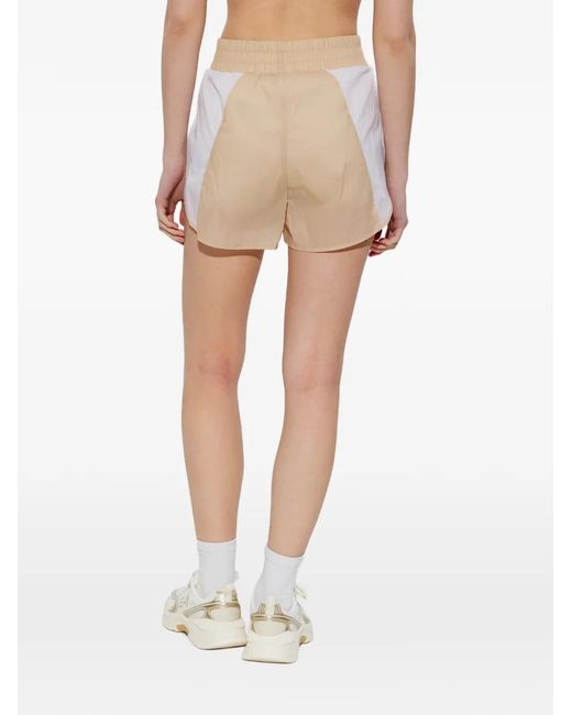EA7 White Logo-Patch Colour-Block Shorts