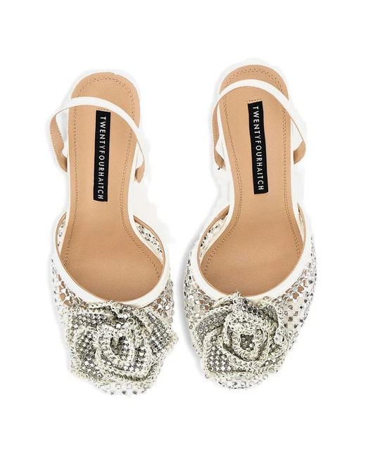 Twentyfourhaitch Metallic Benirras Rhinestone-Embellished Mesh Pumps