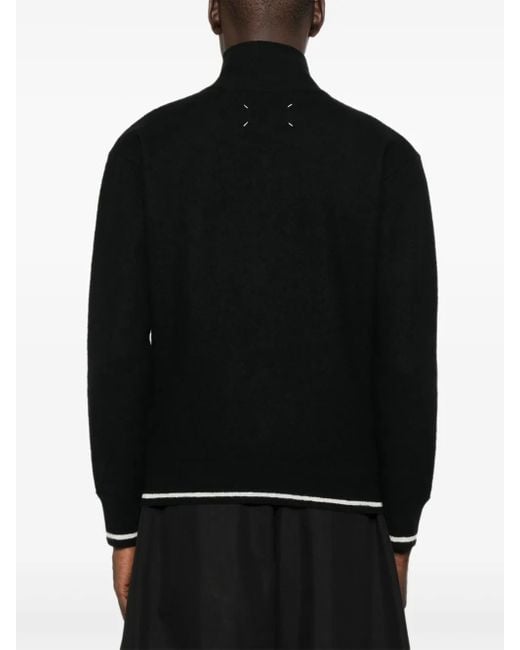 Maison Margiela Black High-Neck Cardigan With Zip Front for men