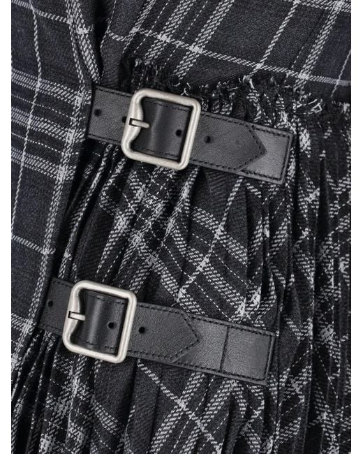 Burberry Black Check Buckle Pleated Dress