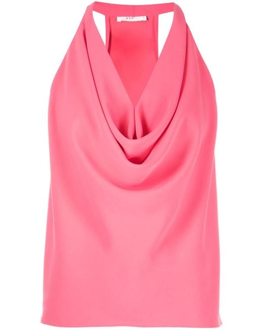 Top Dixon drapeado con cuello halter A.L.C. de color Pink