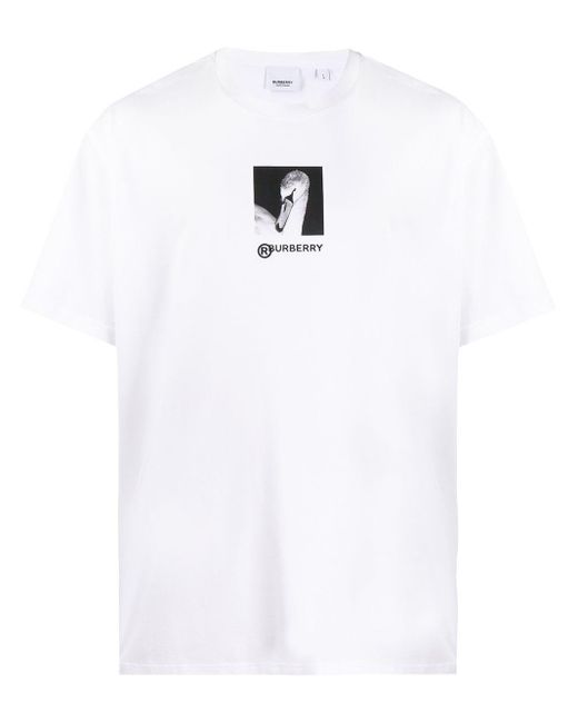 Burberry Swan Print T-shirt in White for Men | Lyst
