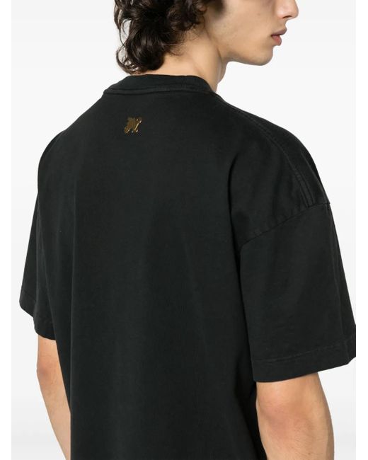 Palm Angels Black Burning Monogram T-Shirt for men