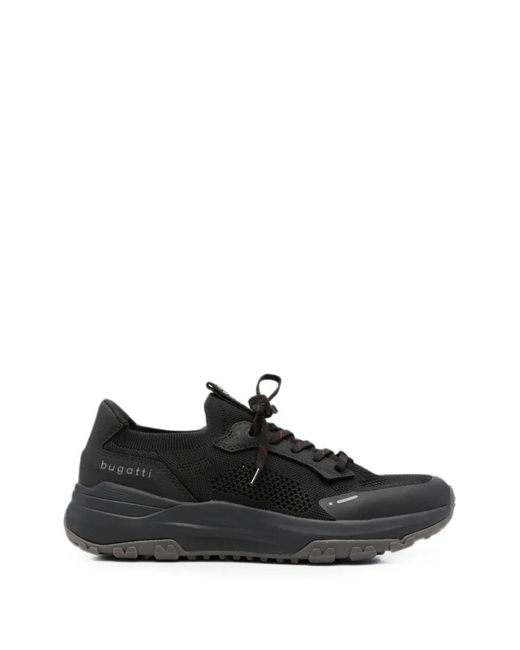 Bugatti Black Mesh-Panelled Lace-Up Sneakers for men