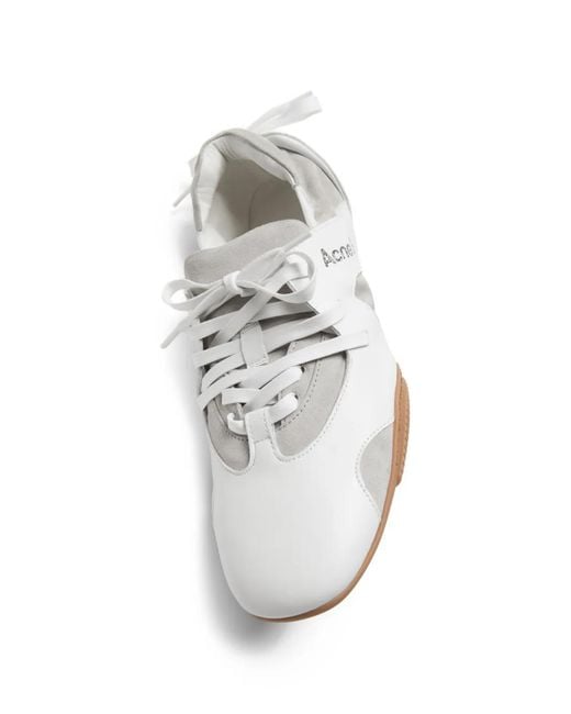 Acne White Cut-Out Panelled Sneakers for men