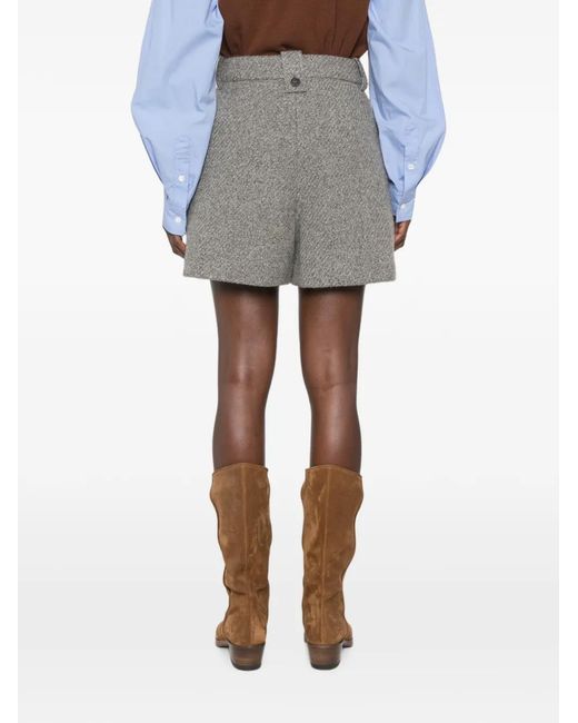 Golden Goose Deluxe Brand Gray Short Plissé Effet Tweed