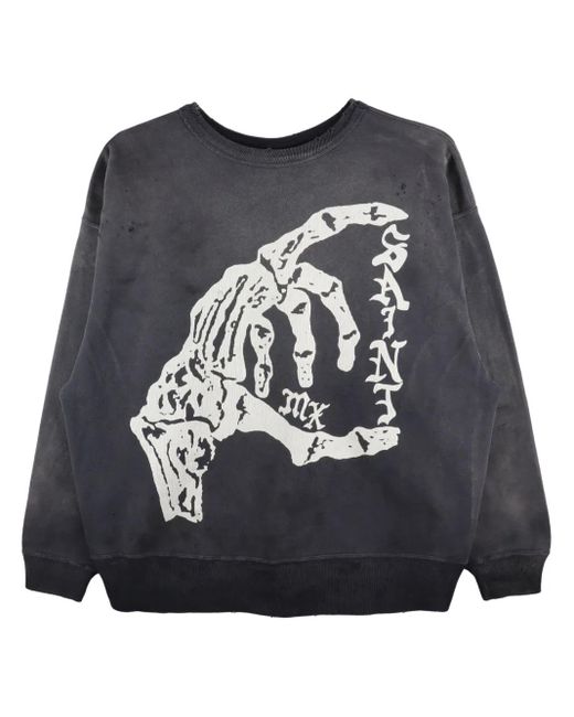 SAINT Mxxxxxx Black Graphic-Print Sweatshirt for men