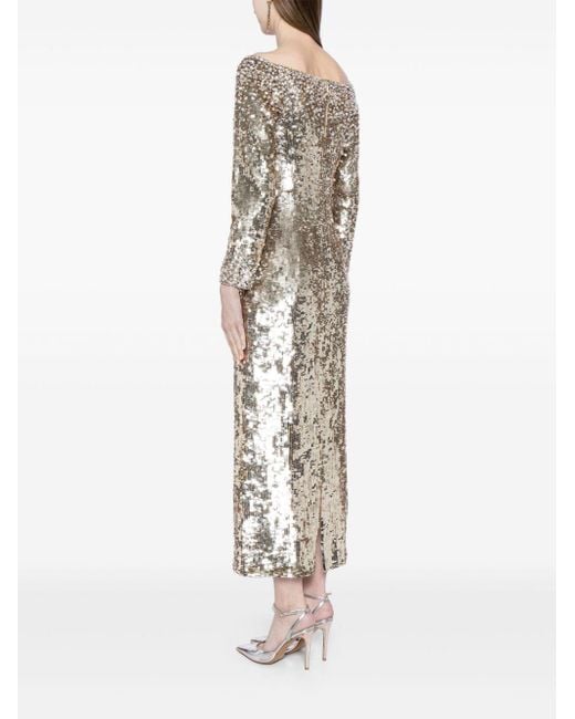 Jenny Packham Natural Ballroom Blitz Sequined Midi Dress