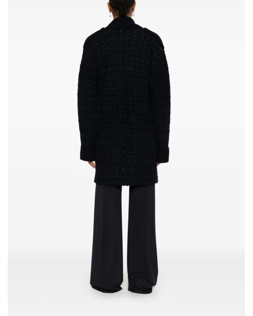 Twinset Blue Check-Pattern Cardi-Coat