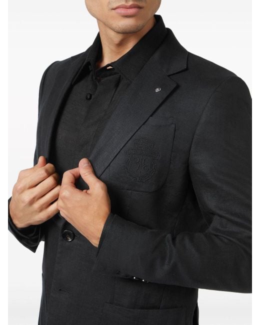 Billionaire Black Linen Single-breasted Blazer for men