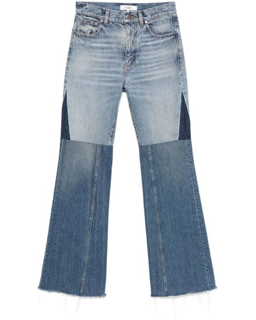 Chloé Blue Flared Patchwork Jeans