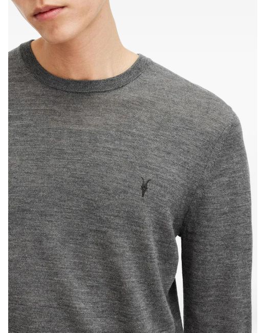 AllSaints Gray Merino Wool Jumper for men