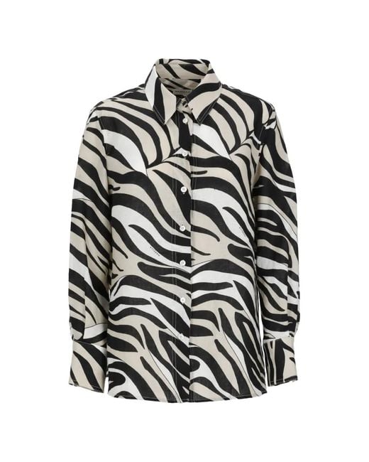 Marella White Zebra-Print Long-Sleeved Shirt