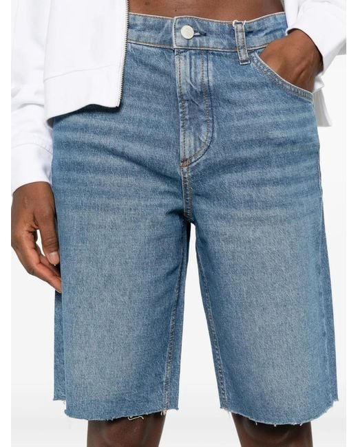 Marc O' Polo Blue Frayed-Hem Denim Shorts