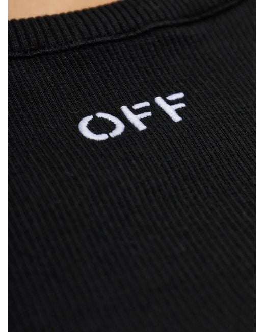 Off-White c/o Virgil Abloh Black Ribbed-Knit Logo-Embroidered T-Shirt