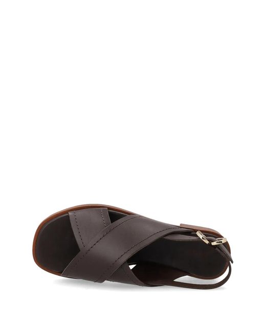 Frau Brown Crossover-Strap Slingback Sandals