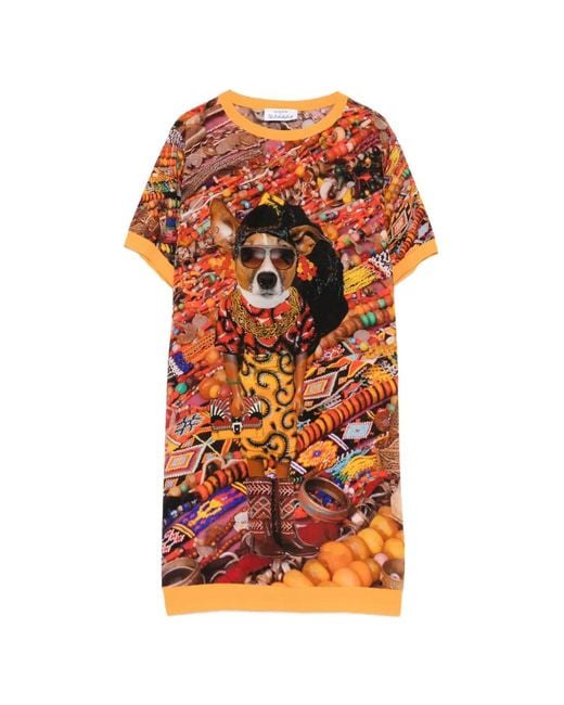 The Artistylist Orange Graphic-Print Mini Dress
