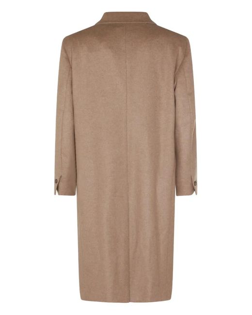 Hevò Natural Double-Breasted Wool Coat for men