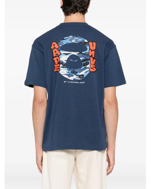 Aape By A Bathing Ape Blue Logo-Print T-Shirt for men