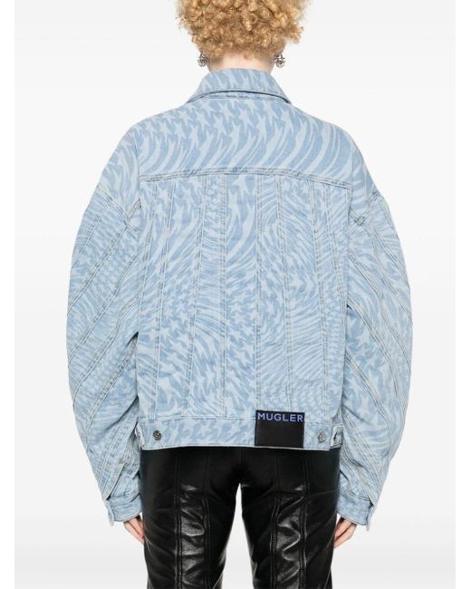 Mugler Blue Star-print denim jacket