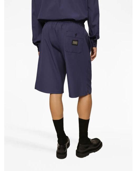 Dolce & Gabbana Blue Cotton jogging Shorts With Logo Tag for men
