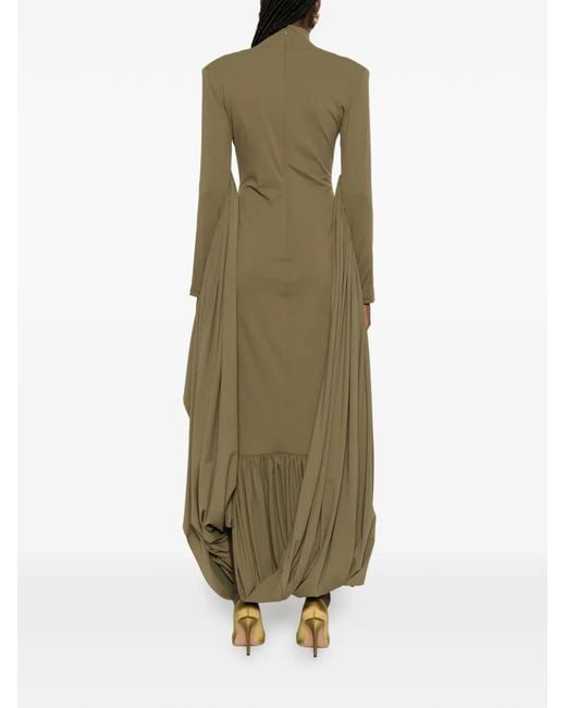 Jean Louis Sabaji Green Long Sleeve Ruffled Maxi Dress