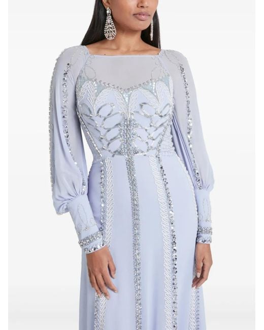 Temperley London Blue Long-Sleeve Maxi Dress