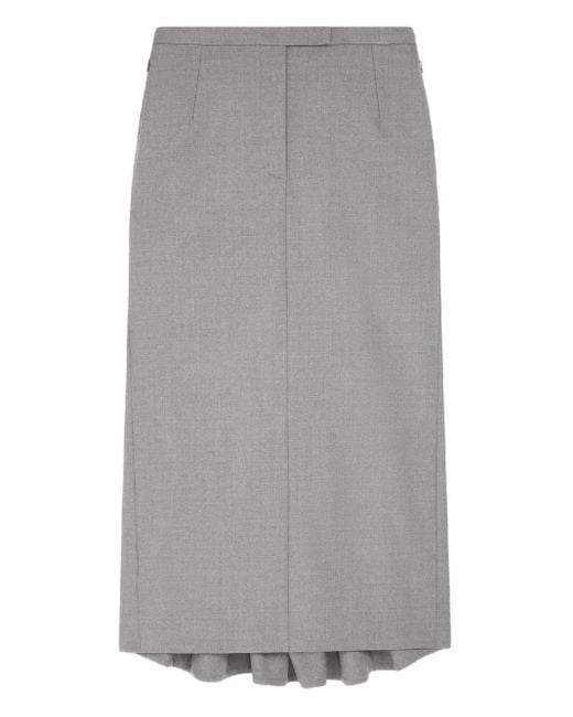 Dries Van Noten Gray Pleated Tailored Midi Skirt