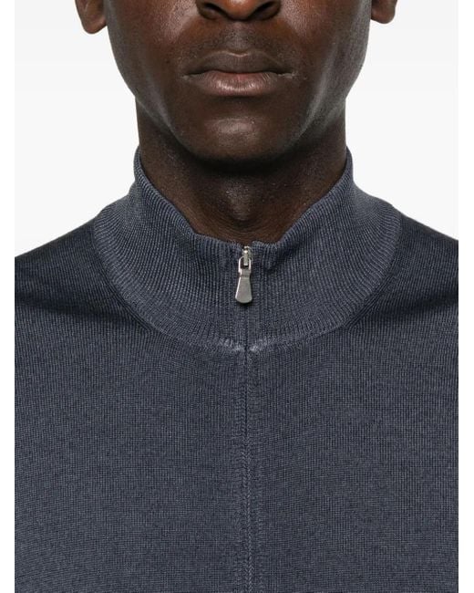 Barba Napoli Pullover mit Reißverschluss in Blue für Herren