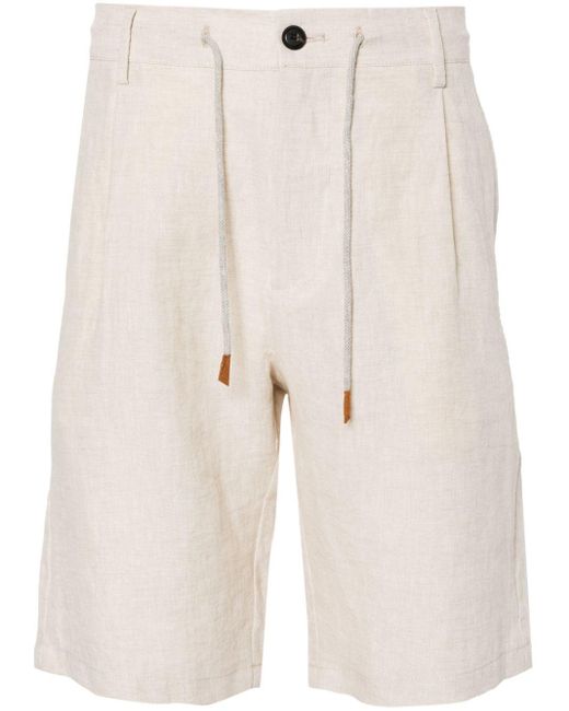 Eleventy White Drawstring-waist Linen Shorts for men