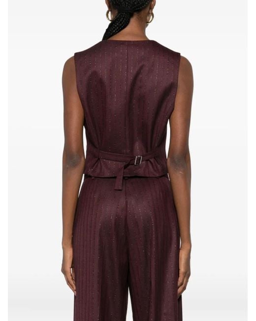 Mar De Margaritas Purple Pinstripe-Print Waistcoat