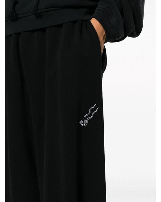 LỰU ĐẠN Black Logo-Print Drop-Crotch Track Pants for men