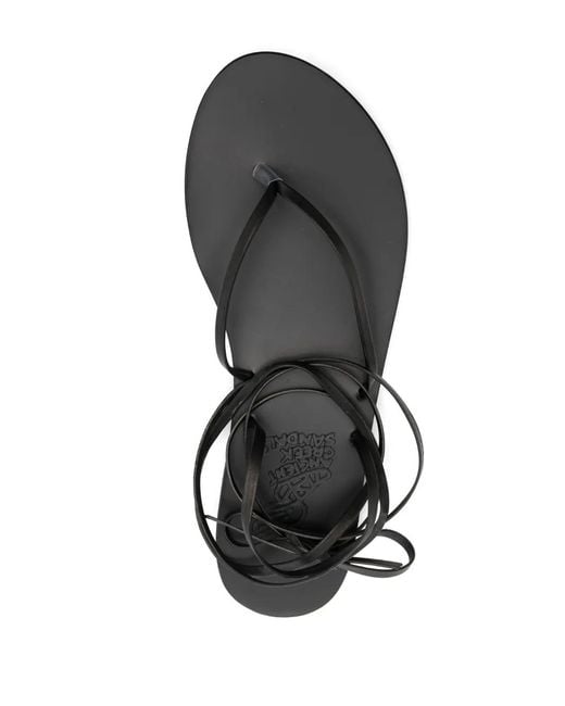 Ancient Greek Sandals White Celia Flat Leather Sandals
