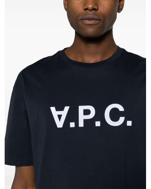 A.P.C. River T-Shirt mit beflocktem Logo in Blue für Herren