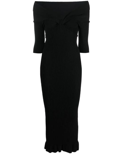 Philosophy Di Lorenzo Serafini Black Ribbed-Knit Midi Dress